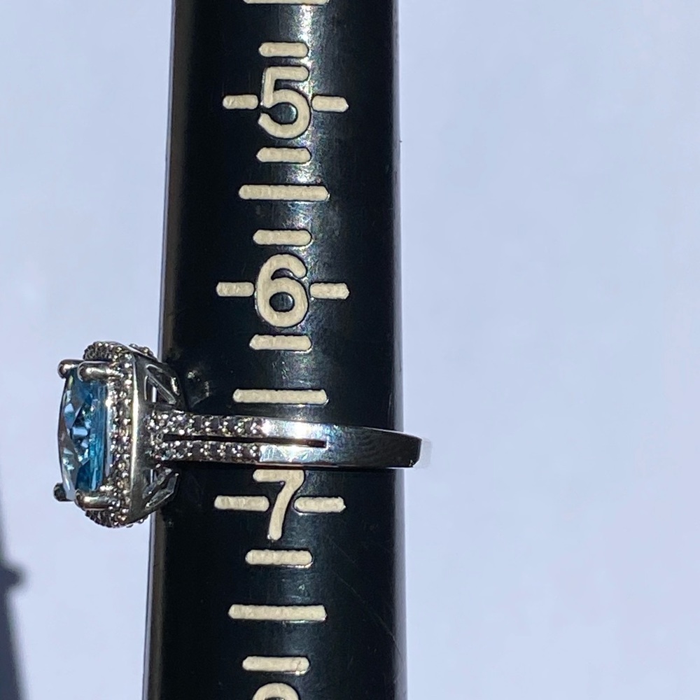 925 Blue topaz & Diamond ring💎 - Picture 13 of 17